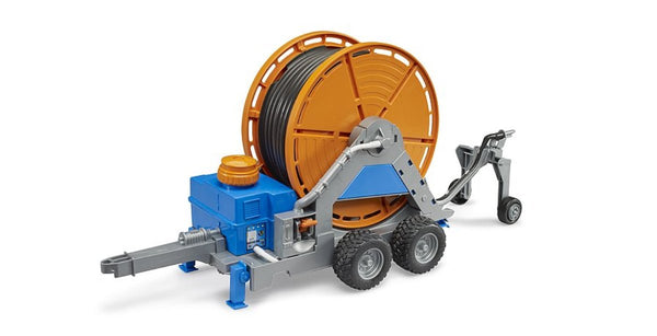 Bruder Irrigation Trailer. Large hose reel with crank. 1.8 metre hose. Removable sprinkler truck. Extending stabilisers. Foldable front stabilisers. Age 4+ Shop now.
