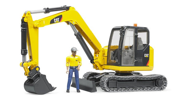Bruder CAT Mini Digger c/w Worker - Naughton Farm Machinery
