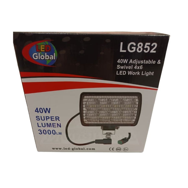 LED RECTANGLE ADJUSTABLE WORKLAMP (FLOOD) LG852 - 40W- Naughton Farm Machinery